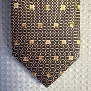 Umo Lorenzo Italy Men's Gold Geometric 100% Silk Necktie